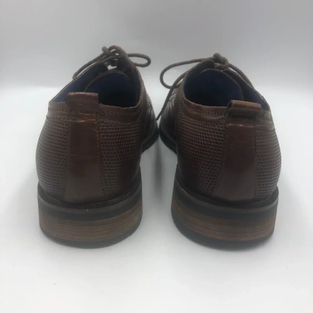 Steve Madden Mens Brown Leather Cap Toe Oxford Dress Shoes Size 8 Lesko Lace Up